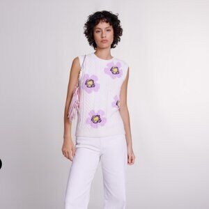 Maje Floral Sleeveless Jumper Sweater Vest Size US Small FR 1 NWT